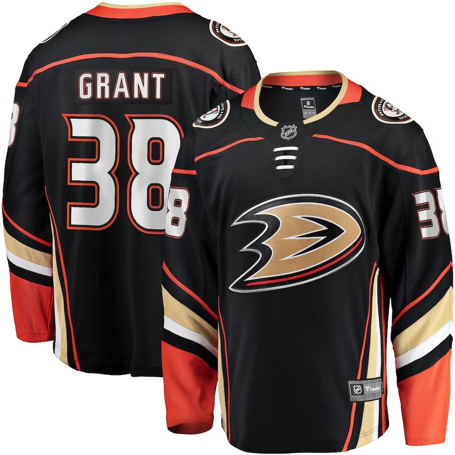 Men Anaheim Ducks #38 Derek Grant Fanatics Branded Black Home Breakaway Player NHL Jersey